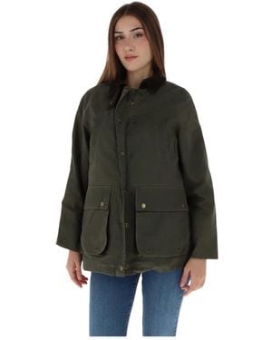 Pepe Jeans Jassen ,Groen ,Katoen Jas Met Gewaxte Afwerking - Zwart