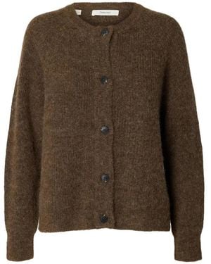 SELECTED Lulu Ls Knit Short Cardigan - Bruin