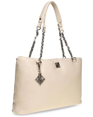 Steve Madden Tassen ,Wit ,Leer Tote Met Brede Vakken - Naturel