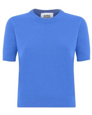Alpha Studio Round-Neck Knitwear - Blue