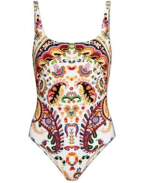Etro Badmode ,Veelkleurig ,Badpak Met Open Rug - Rood