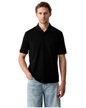 ARMANI EXCHANGE Regular Logo Patroon Poloshirt - Zwart