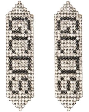 Gcds Accessoires ,Grijs ,Bling Logo Oorbellen - Wit