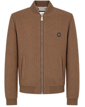 Philipp Plein Leather Jackets - Marrone