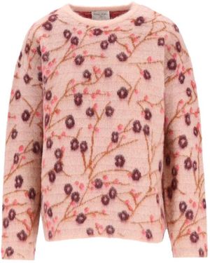 forte_forte Tricot Met Kersenbloesemprint - Roze