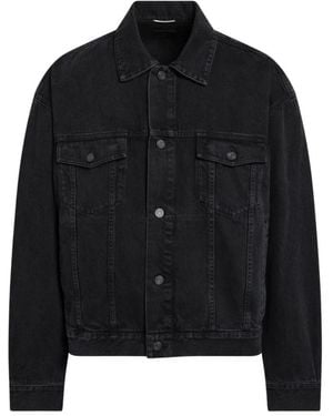 Saint Laurent Elastic Belt Trucker - Zwart