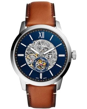 Fossil Zilveren Townsman Automatisch Horloge - Blauw