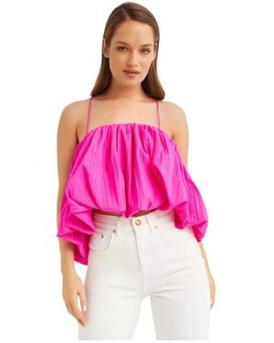 Acler Tops ,Roze ,Polyester Roze Puffy Top Met Dunne Bandjes