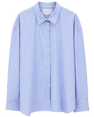 MARSĒM Oversized Gestreept Overhemd - Blauw