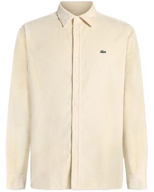 Lacoste Overhemden ,Katoen Regular Fit Corduroy Overhemd - Naturel