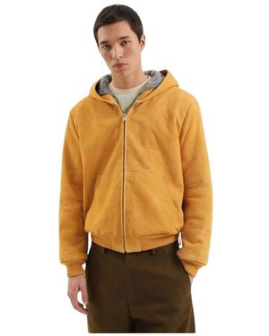 1989 STUDIO Suede Zip-Up Hooded Bomber Jacket - Oranje