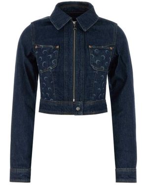 Marine Serre Denim Trucker Zipped Jacket - Blau