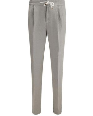 Brunello Cucinelli Leinenhose Mit Kordelzug - Grau