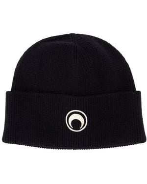 Marine Serre Accessoires ,Zwart ,Wol Zwarte Wollen Beanie Muts
