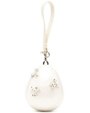 Simone Rocha Tassen ,Wit ,Leer Beaded Bow Pearl Crossbody Micro Egg Bag