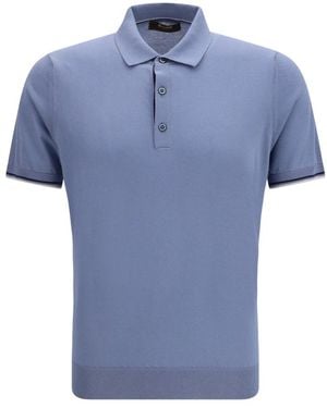 Moorer Tops ,Blauw ,Katoen Katoenen Polo