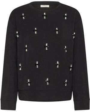 Inwear Hoodies & Sweatvesten ,Zwart ,Gebreide Trui Met Ronde Hals