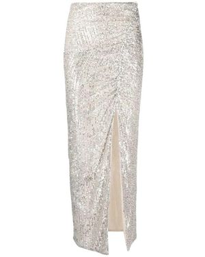 Self-Portrait Aw22-019S Elastische Pailletten Maxi Rok - Wit