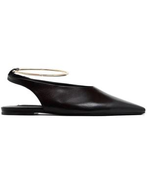 Jil Sander Schoenen ,Zwart ,Leer Ballerina Met Spitse Neus