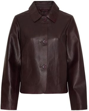 Notyz Klassische Lederjacke Mit Knöpfen - Braun