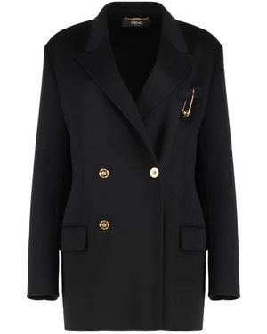 Versace Double-Breasted Coats - Negro