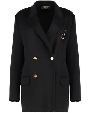 Versace Double-Breasted Coats - Negro
