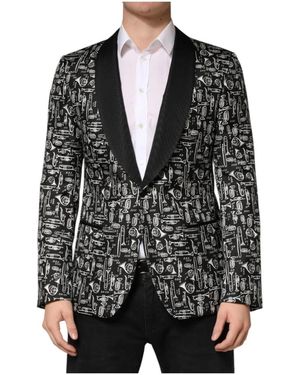 Dolce & Gabbana Black Jazz Club Silk Single Breasted Blazer