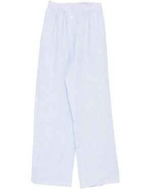 Riviera Broeken ,Blauw ,Linnen Broek Met Elastische Tailleband - Wit