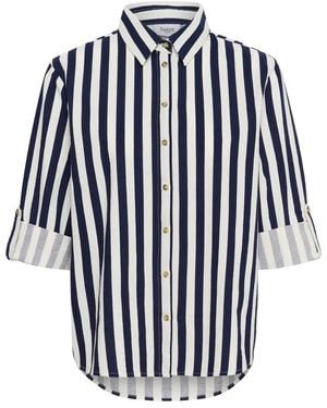 Saint Tropez Overhemden ,Veelkleurig ,Eclipse Ice Stripe Shirt - Blauw