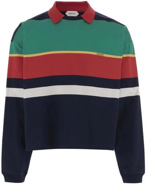 Versace Gestreepte Katoenen Poloshirt - Blauw