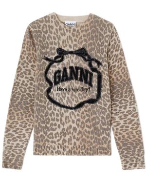 Ganni Round-Neck Knitwear - Grigio