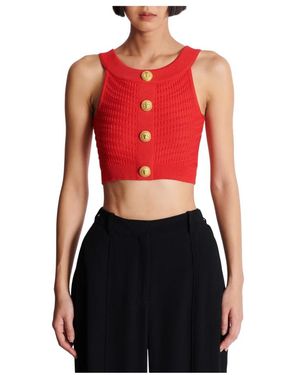 Balmain Sleeveless Tops - Rojo