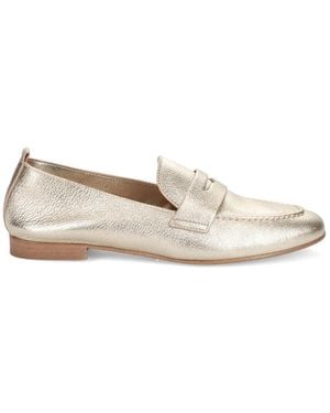 Sangiorgio Goldene Ledermokassin Schuhe - Weiß