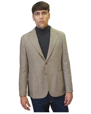 Barba Napoli Jassen ,Wol Wool Canvas Blazer - Grijs
