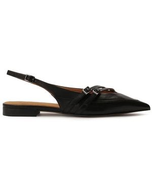 Kazar Flache Slingback-Pumps Aus Schwarzem Leder