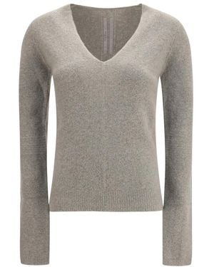 Rick Owens Truien & Vesten ,Grijs ,Kasjmier V-Hals Trui