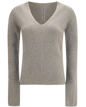 Rick Owens Truien & Vesten ,Grijs ,Kasjmier V-Hals Trui