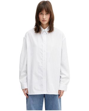 Maison Kitsuné Gestreepte Boyfriend Shirt - Wit