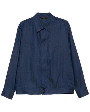 Brioni Jassen ,Blauw ,Wol Zipped Shirt Jacket