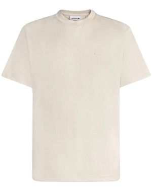 Lacoste Tops ,Polyester Monogram Jacquard T-Shirt - Wit