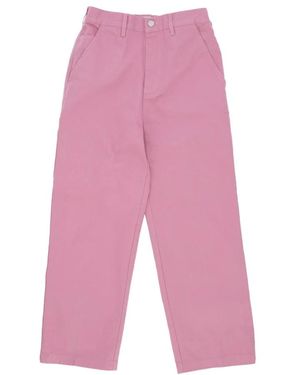 Obey Vintage Roze Timmerman Broek Hoge Taille - Rood