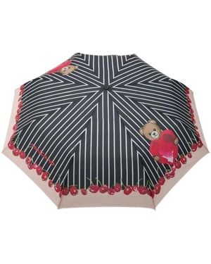 Moschino Accessoires ,Veelkleurig ,Polyester Bedrukte Open-Dicht Paraplu - Blauw