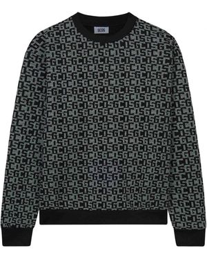 Gcds Hoodies & Sweatvesten ,Zwart ,Monogram Crewneck Sweatshirt