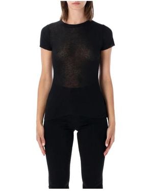 James Perse Tops ,Zwart ,Katoen Short Sleeve Rib