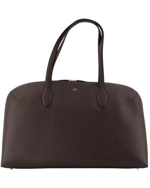 TOTEME Bruin Leren Shopper Tas Met Bovenhandvatten - Zwart