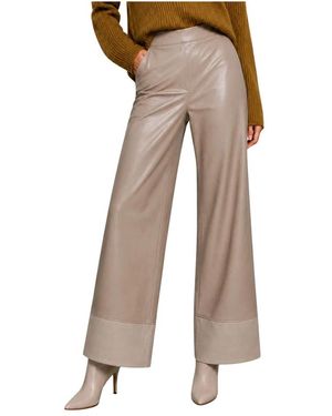 Kocca Broeken ,Leer Wijde Kunstleren Broek - Bruin