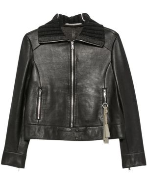 The Jack Leathers Jassen ,Zwart ,Leer Leren Jas Met Ribgevoerde Kraag
