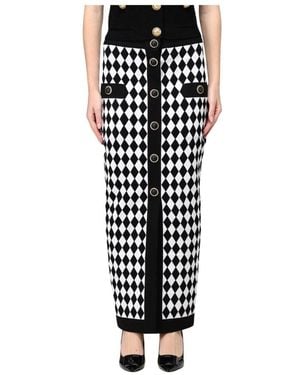 Balmain Harlequin Knit Midi Rok - Zwart