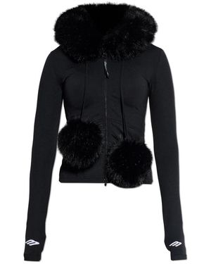 Balenciaga Fluffy Zip-Up Hoodie - Zwart