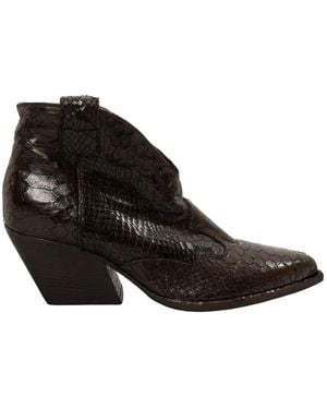 Elena Iachi Schoenen ,Bruin ,Leer Texano Boot - Zwart